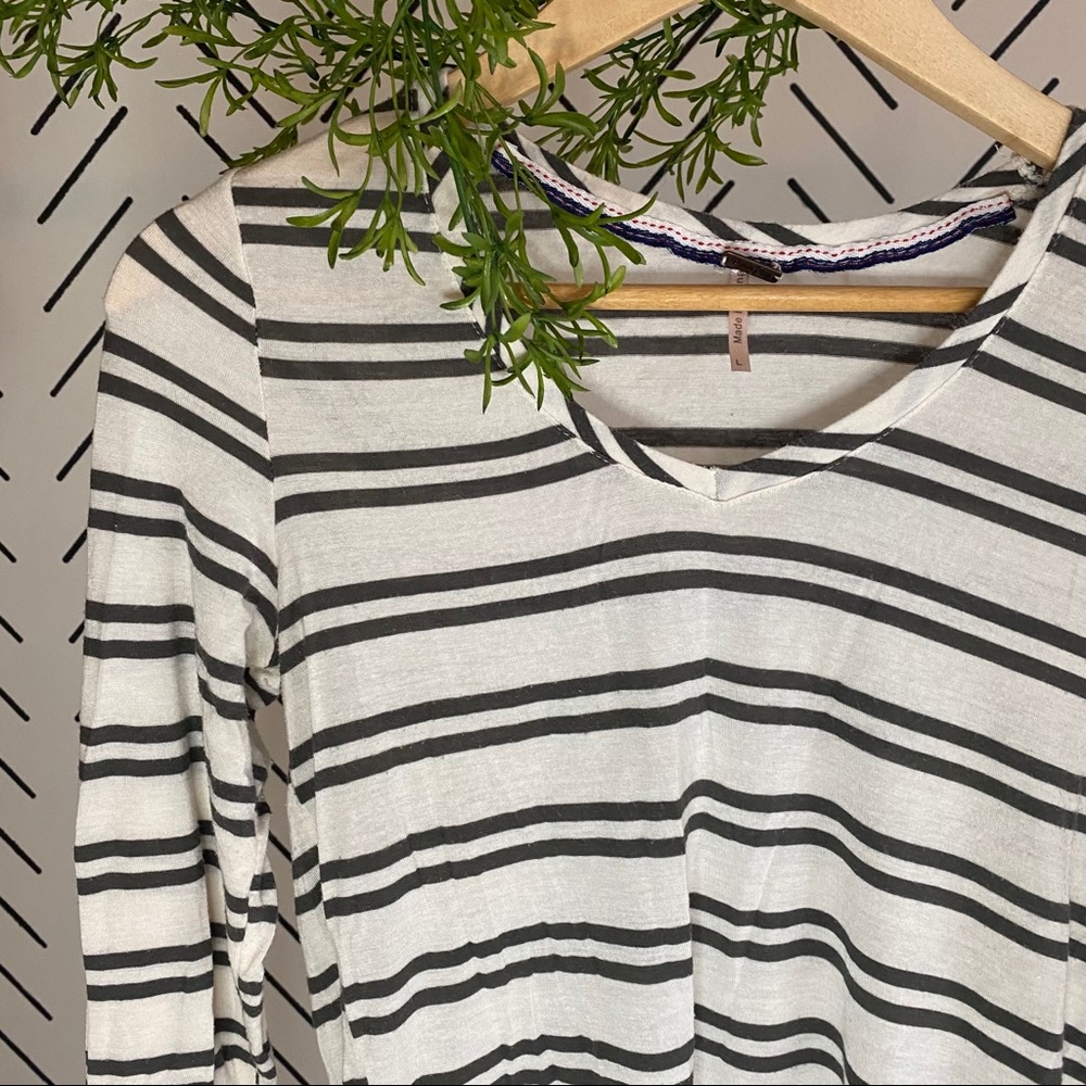 Striped Green & White Long Sleeved Tee